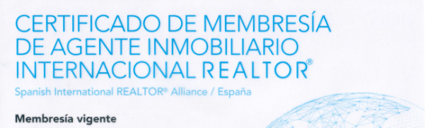 Certificado de membresía de agente inmobiliario internacional Realtor